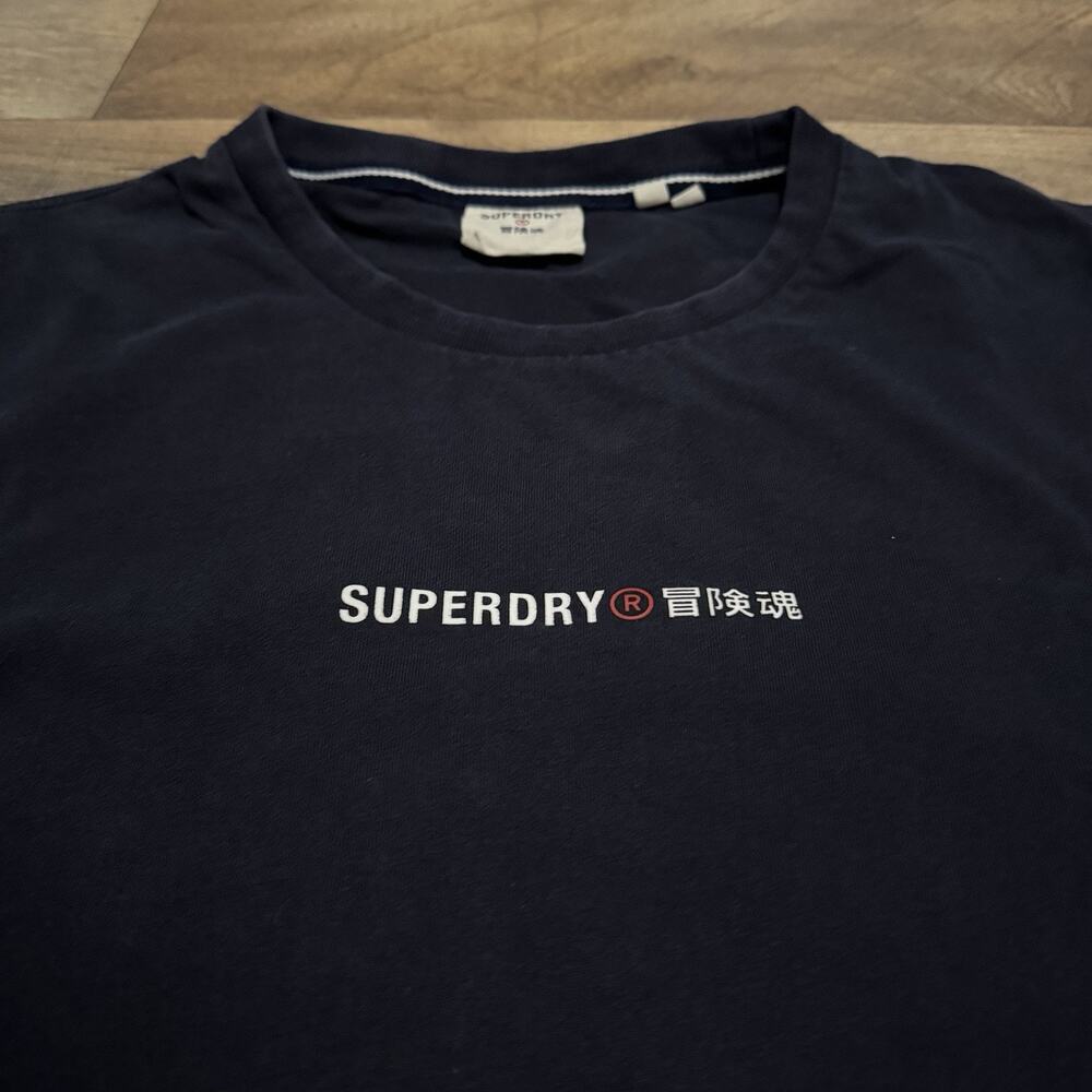 Superdry Men’s Shirt Large Japan Preppy Streetwear Varsity Colorblock Navy/Red - Picture 3 of 5
